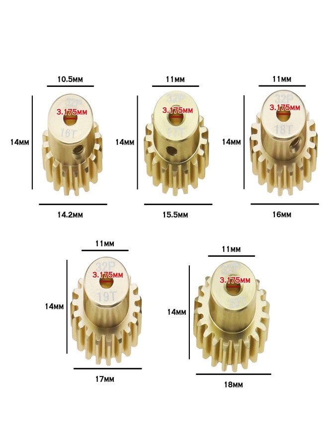 ECSiNG 5PCS 32DP 3.175mm Pinion Motor Gear Set 16T 17T 18T 19T 20T for 1/10 RC Car 3650 540 550 Brushless Motor Shaft Sprocket Replacement Parts - Image 4